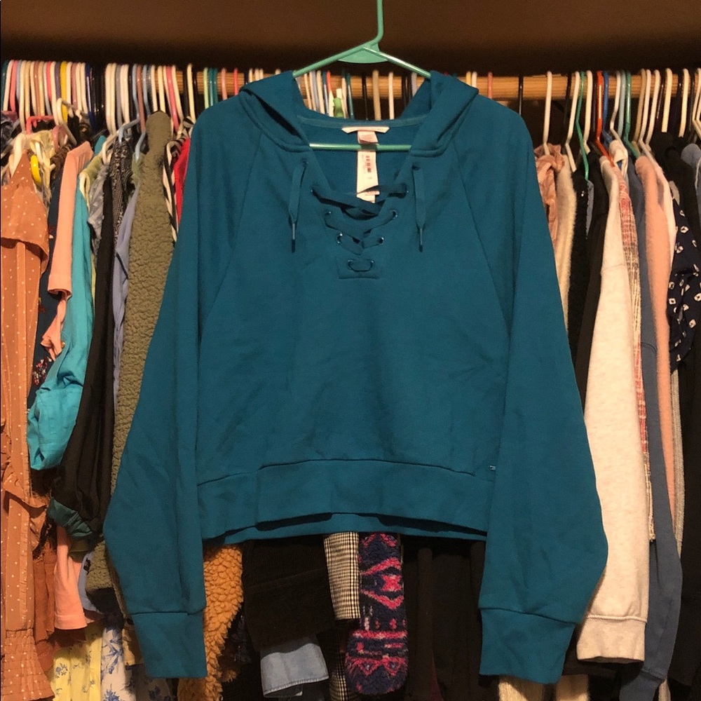 Victoria's Secret Teal Lace-Up Hoodie